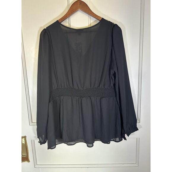 Torrid Babydoll Long Sleeve Blouse Womens Size 12 Black Boho Peasant NWT - Picture 6 of 12